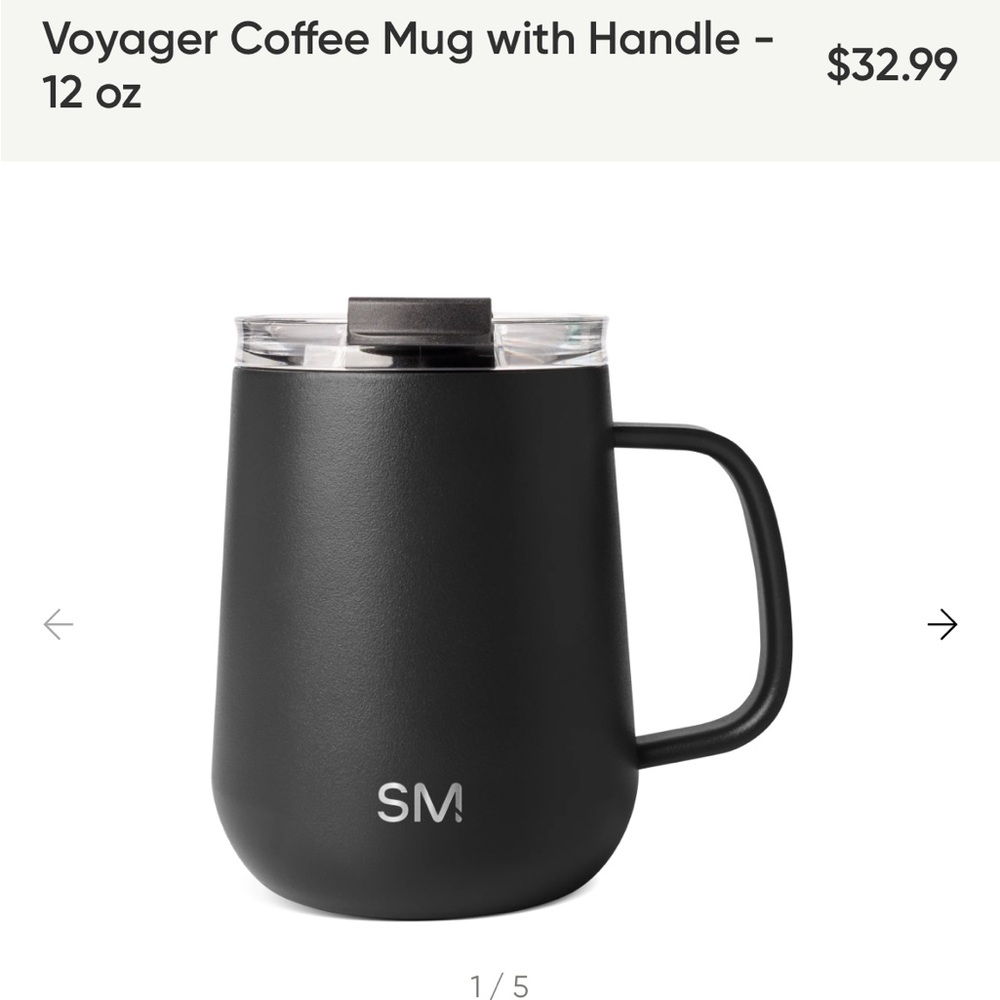 NWT. New in Box Simple Modern Voyager Coffee Mug with Handle - 12 oz in graphite